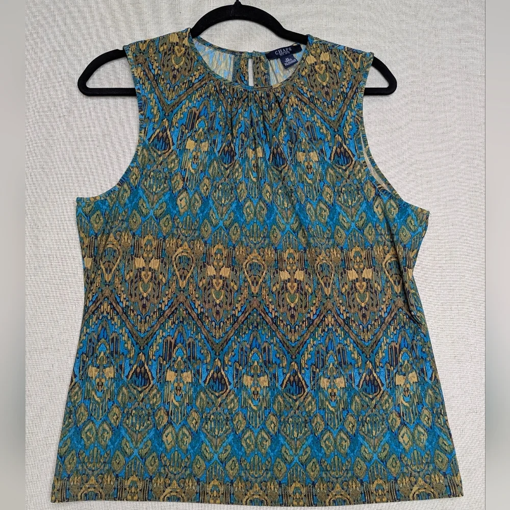 Chaps Ikat Print Keyhole Blouse - XL - Picture 1 of 11